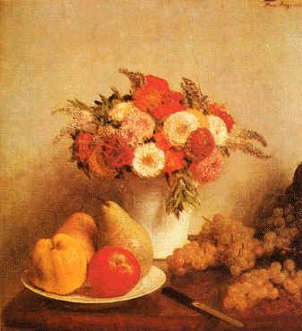 Henri Fantin-Latour Still Life with Flowers and Fruits oil painting image
